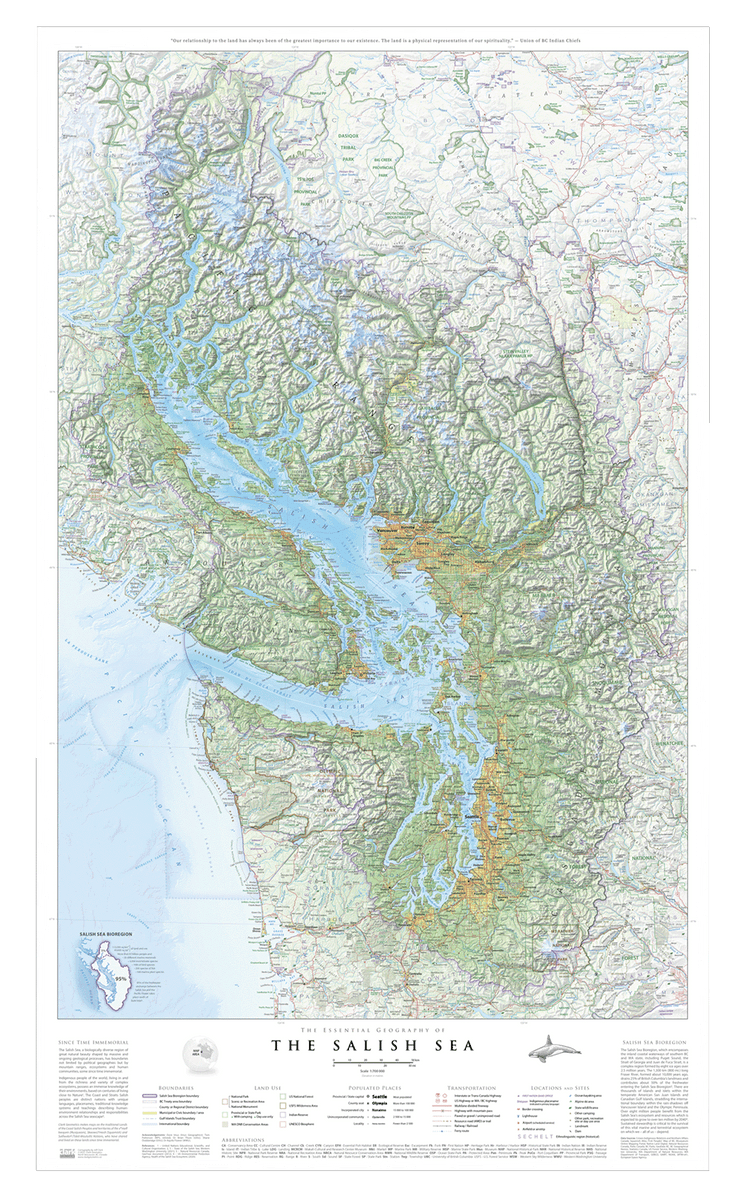 Selishte Map Salish Sea Map - The Essential Geography of the Salish Sea - Poster Map ...