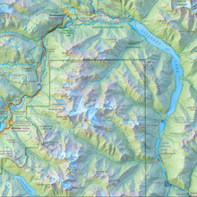 Load image into Gallery viewer, Sea To Sky map showcasing landscape in the Whistler to Pemberton area.
